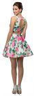 Floral Print Cut-Out Back Sleeveless Short Homecoming Dress back
